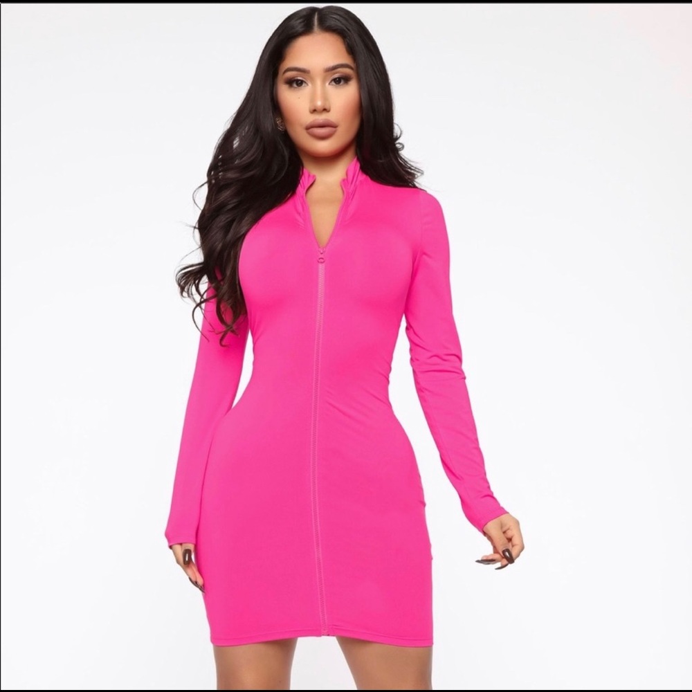 Long sleeve pink dress